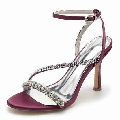 Women Rhinestones High Heel Sandals Ankle Strap Wedding Sandals