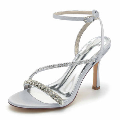 Women Rhinestones High Heel Sandals Ankle Strap Wedding Sandals