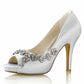 Beaded Wedding Shoes Peep Toe Stiletto Trendy Bridal Heels