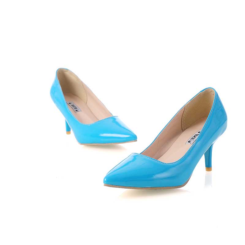 2.56 inches High Heels Faux Leather Shoes Party Dress Pumps