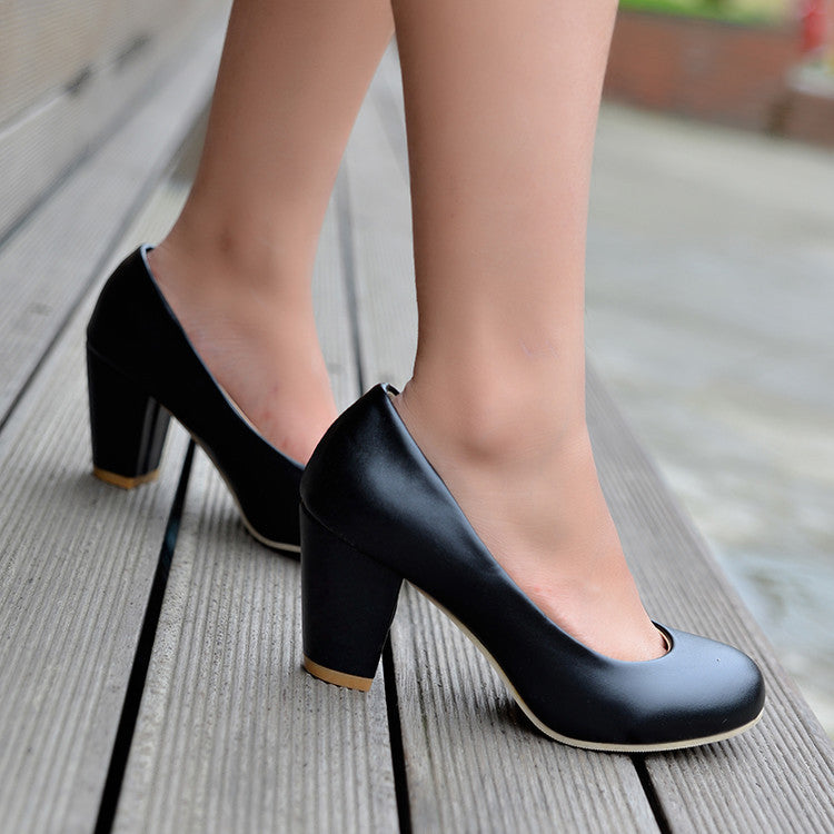 2.76" Chunky Heel Pumps Closed Toe Dress Shoes