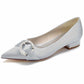 Women Bridal Flats Satin Bridal Shoes with Bead Buckle Pattern