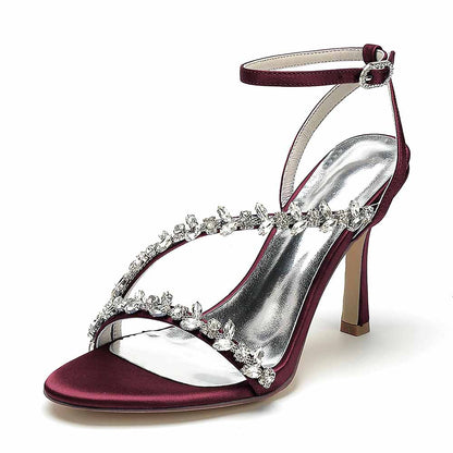 Rhinestones High Heel Sandals Ankle Strap Wedding Heeled Sandals