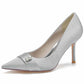 Satin Party Heels Weddng Pumps Closed Toe Heeled Dress Shoes