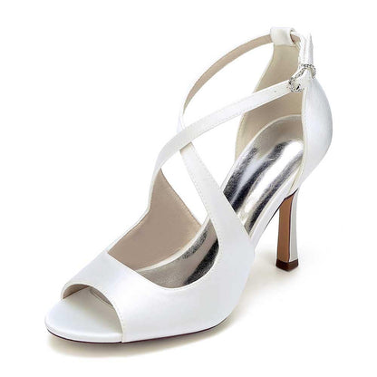 Wedding Shoes Cross Strap Bridal Sandals Hand-Made Dress Heels