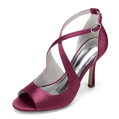 Wedding Shoes Cross Strap Bridal Sandals Hand-Made Dress Heels