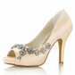 Beaded Wedding Shoes Peep Toe Stiletto Trendy Bridal Heels