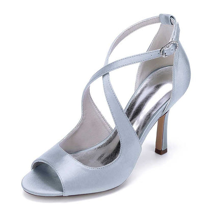 Wedding Shoes Cross Strap Bridal Sandals Hand-Made Dress Heels