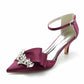 Pointed Toe Satin Ankle Strap Wedding and Bridal Shoes for Women