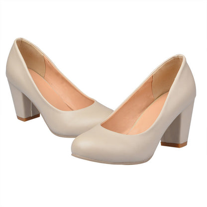 2.76" Chunky Heel Pumps Closed Toe Dress Shoes