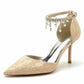 Lace Heels Ankle Strap Pumps With Pearls Bride Party Heel
