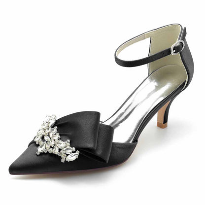 Pointed Toe Satin Ankle Strap Wedding and Bridal Shoes for Women