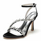 Rhinestones High Heel Sandals Ankle Strap Wedding Heeled Sandals