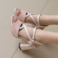 Women Vintage Heeled Sandals Ankle Strap Summer Heels