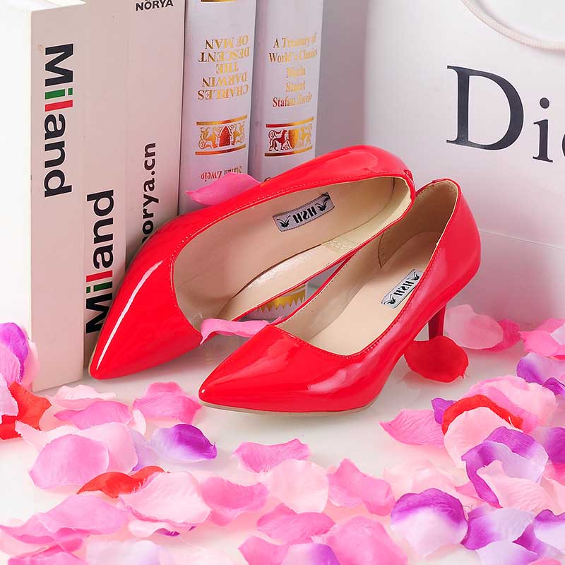 2.56 inches High Heels Faux Leather Shoes Party Dress Pumps