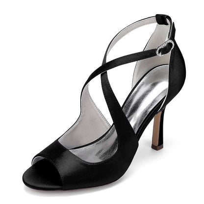 Wedding Shoes Cross Strap Bridal Sandals Hand-Made Dress Heels