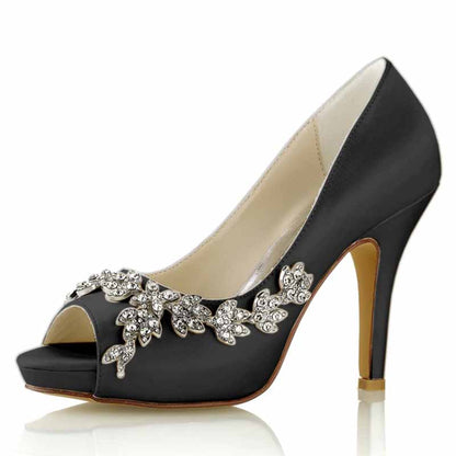 Beaded Wedding Shoes Peep Toe Stiletto Trendy Bridal Heels