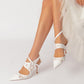 Lace Wedding Heels Ankle Strap Pumps Party Heeled Shoes