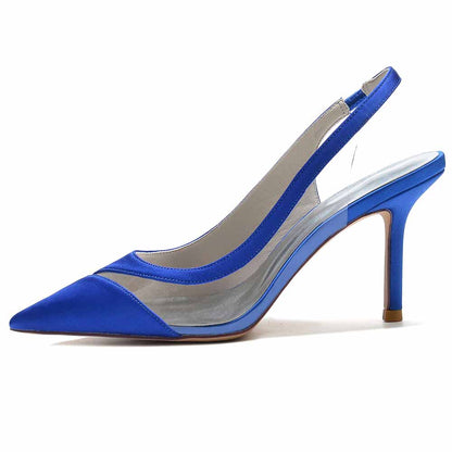 Womens Slingback Satin Heels Bridal Party Pumps Formal Dress Shoes