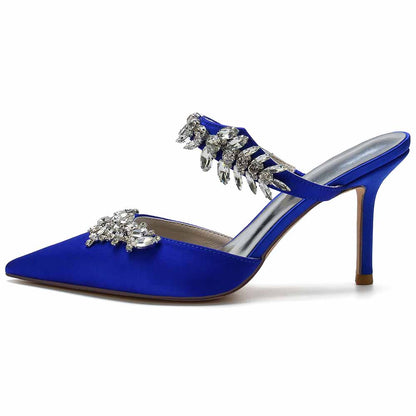 Bridal Mules Heels with Beaded Party High Heeled Shoes