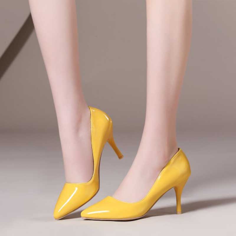 3.15 inches High Heels Faux Leather Shoes Party Dress Pumps