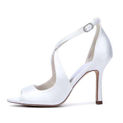 Wedding Shoes Cross Strap Bridal Sandals Hand-Made Dress Heels