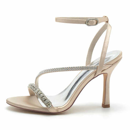 Women Rhinestones High Heel Sandals Ankle Strap Wedding Sandals