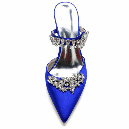 Bridal Mules Heels with Beaded Party High Heeled Shoes