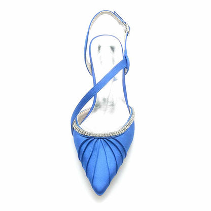 Low Heels Wedding Heels Satin Formal Shoes Pointed Toe Party Heels