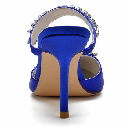 Bridal Mules Heels with Beaded Party High Heeled Shoes