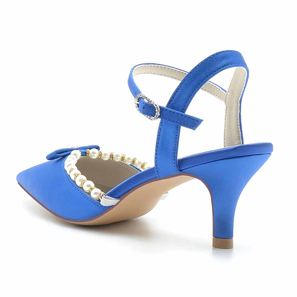 Low Heels Buckled-ankle-strap Closure Heels Party Shoes with Pearls