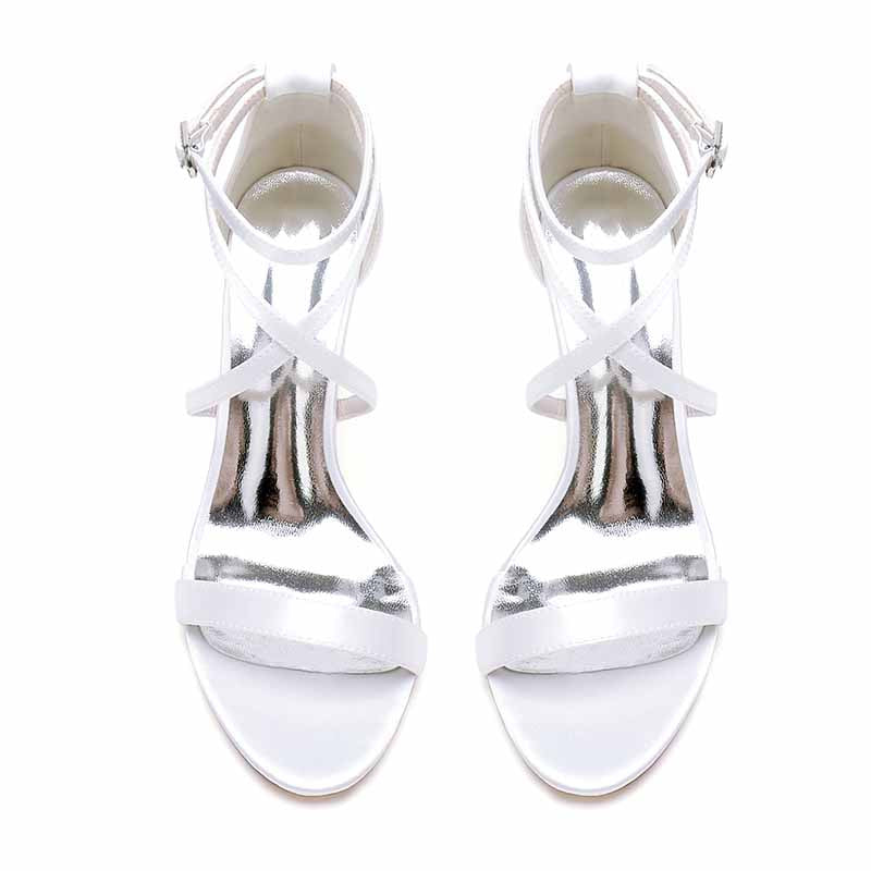 Women Open Toe Ankle Strap Chunky Heel Pump Sandals Party Wedding Strappy Buckle Sandals
