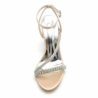 Women Rhinestones High Heel Sandals Ankle Strap Wedding Sandals