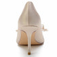 Women's Closed Pointed Toe High Heels with Bow Knot Satin Stiletto Pumps
