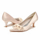 Women's Wedding Shoes Satin Kitten Heel Wedding Heels Bridal Shoes With Flower Pearl Rhinestone