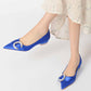 Women Bridal Flats Satin Bridal Shoes with Bead Buckle Pattern