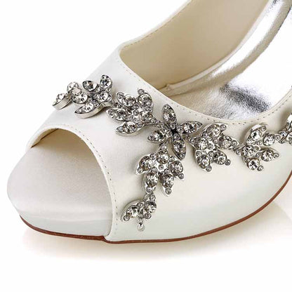 Beaded Wedding Shoes Peep Toe Stiletto Trendy Bridal Heels