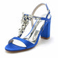 Women T-Strap Pump Beaded Chunky Wedding Prom Sandals