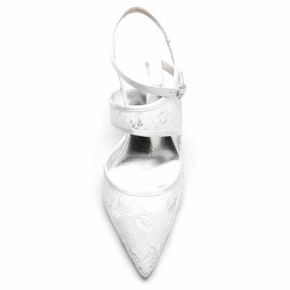 Lace Wedding Heels Ankle Strap Pumps Party Heeled Shoes