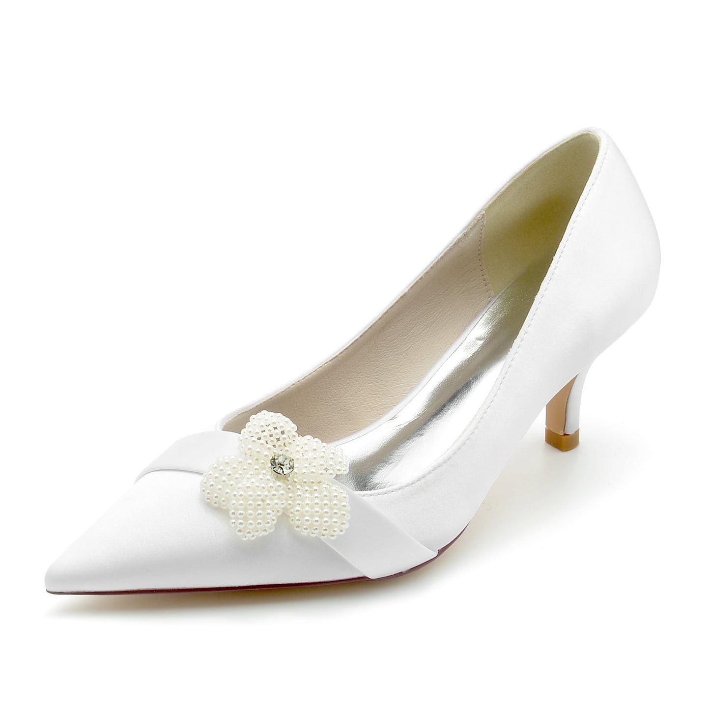 Women's Satin Heels Pointed Toe Bridal Wedding Heels – SD Dresscode ...