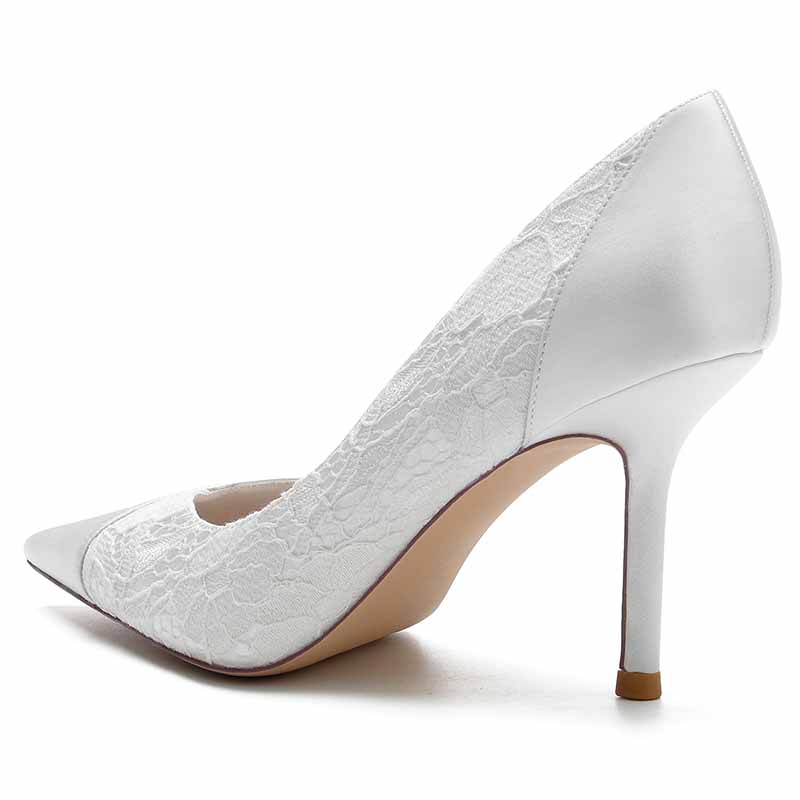 Satin and Lace Bridal Heels Party Pumps Formal Dress Shoes