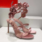 Women Flower Shoes Satin Sandals High Heeled Pumps