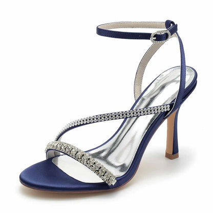Women Rhinestones High Heel Sandals Ankle Strap Wedding Sandals