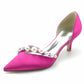 Low Heels Pull-on Wedding Heels Satin Formal Shoes with Pearls Bridal Heels