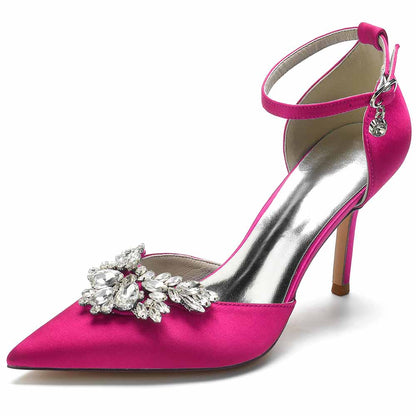 Womens Ankle Strap Pumps Beaded Party Heels Formal Dress Shoes