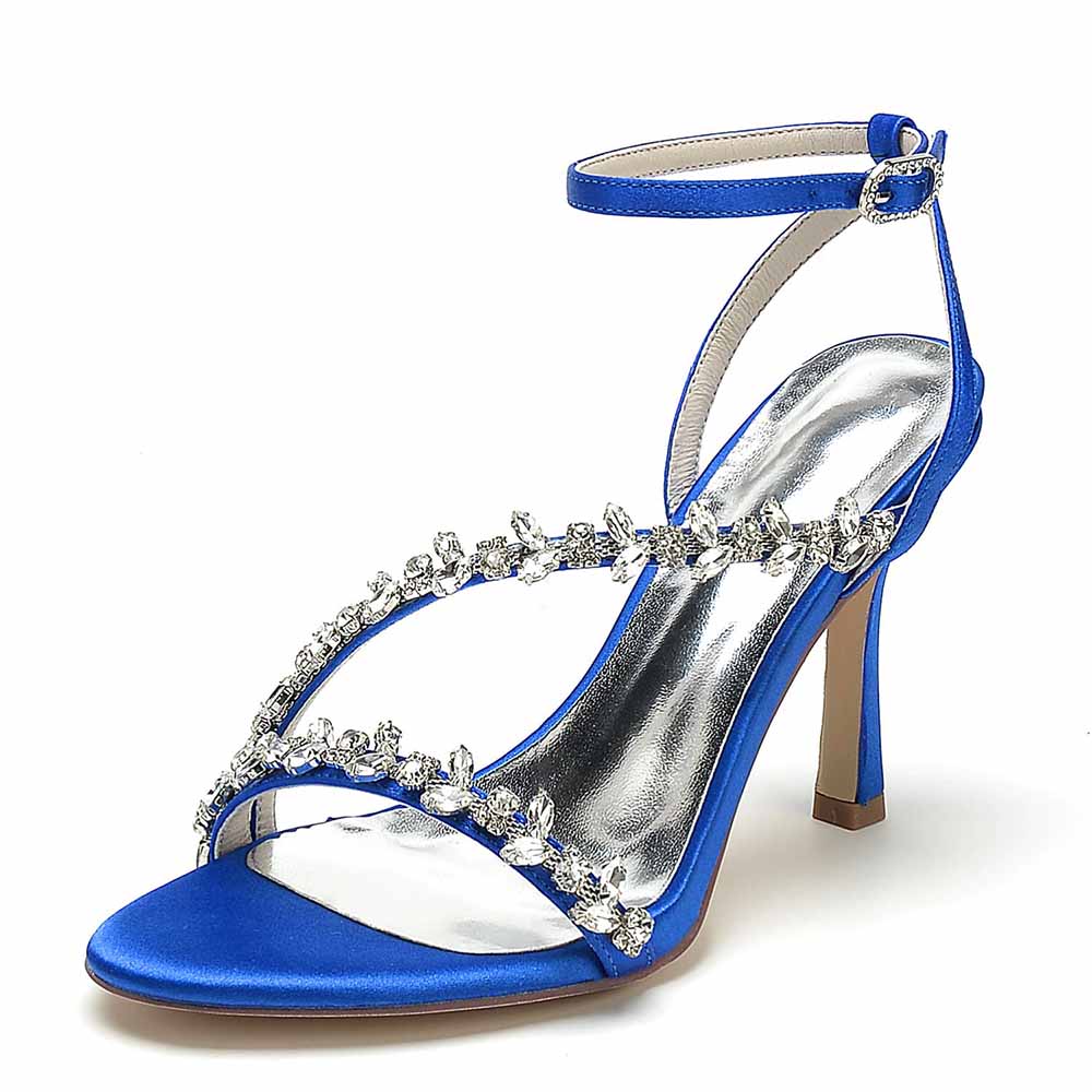 Rhinestones High Heel Sandals Ankle Strap Wedding Heeled Sandals