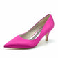 Satin Low Heels Slip-On Pumps Closed Toe Party Shoes