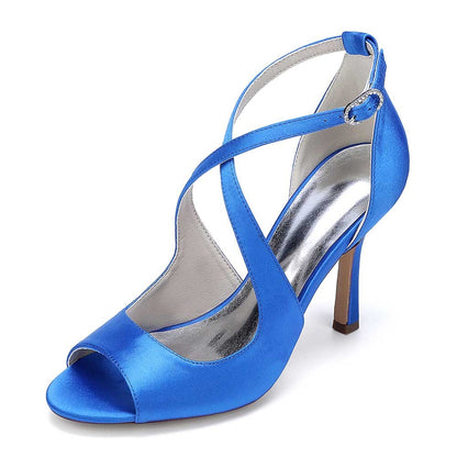 Wedding Shoes Cross Strap Bridal Sandals Hand-Made Dress Heels