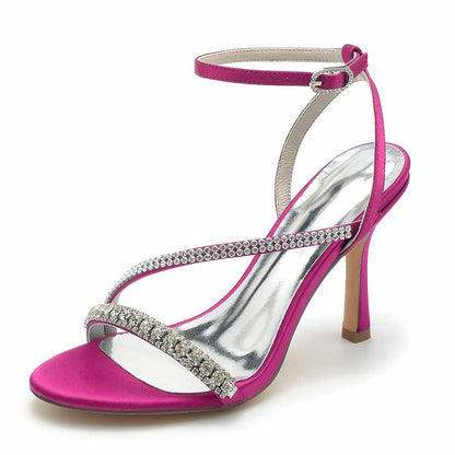 Women Rhinestones High Heel Sandals Ankle Strap Wedding Sandals