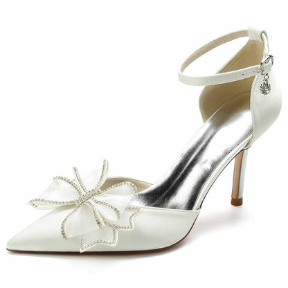 Womens Ankle Strap Pumps with Bow Party Heels Formal Dress Shoes